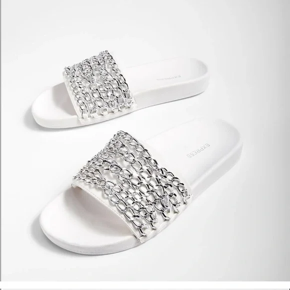 White Slide Sandals - Picture 1 of 3